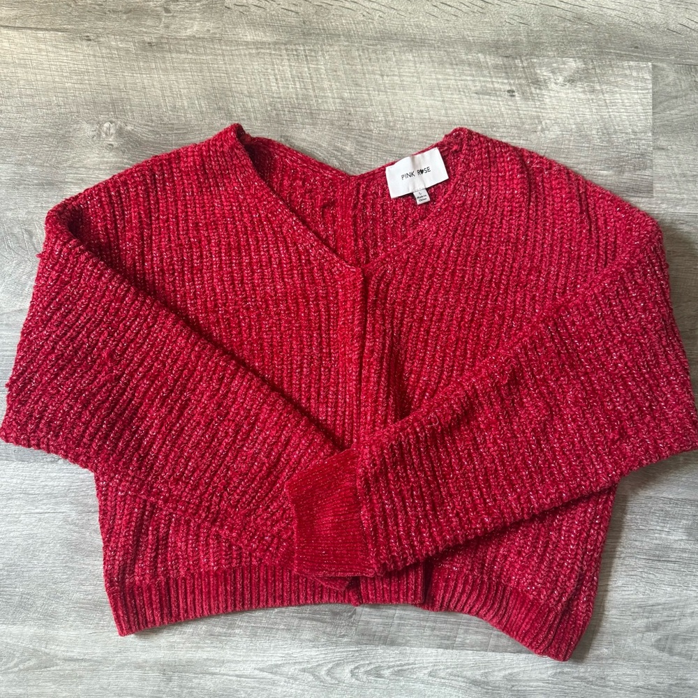 Vibrant Red Glitter Sweater